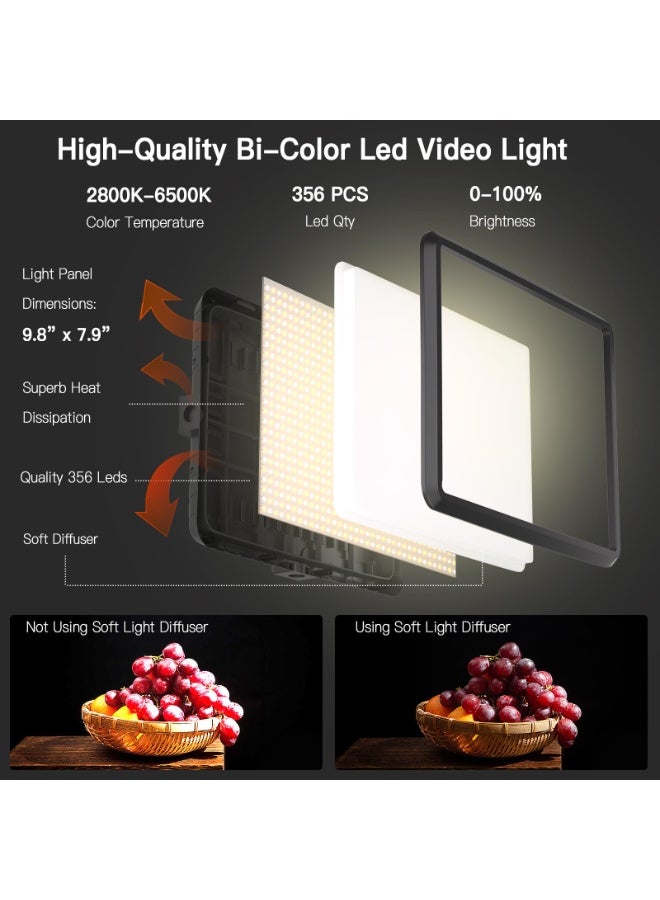 2-Pack LED Video Light Kit, Studio Light, 2800-6500K Dimmable Photography Lighting Kit with Tripod Stand&Phone Holder, 73" Stream Light for Video Recording, Game Streaming, YouTube - Image 2